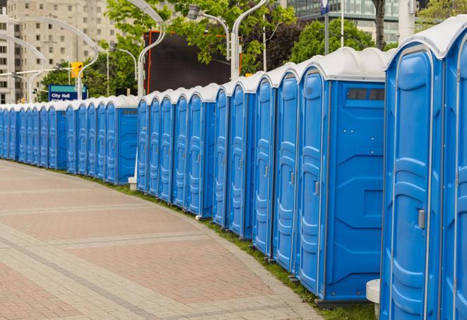 Seasonal porta potty units set up at a Las Cruces, New Mexico venue