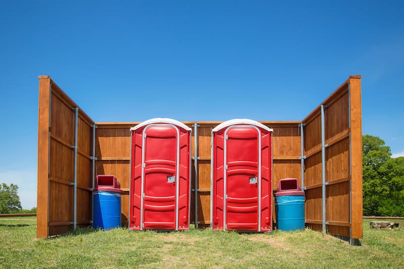 Short-term porta potty units staged for delivery in Las Cruces, New Mexico